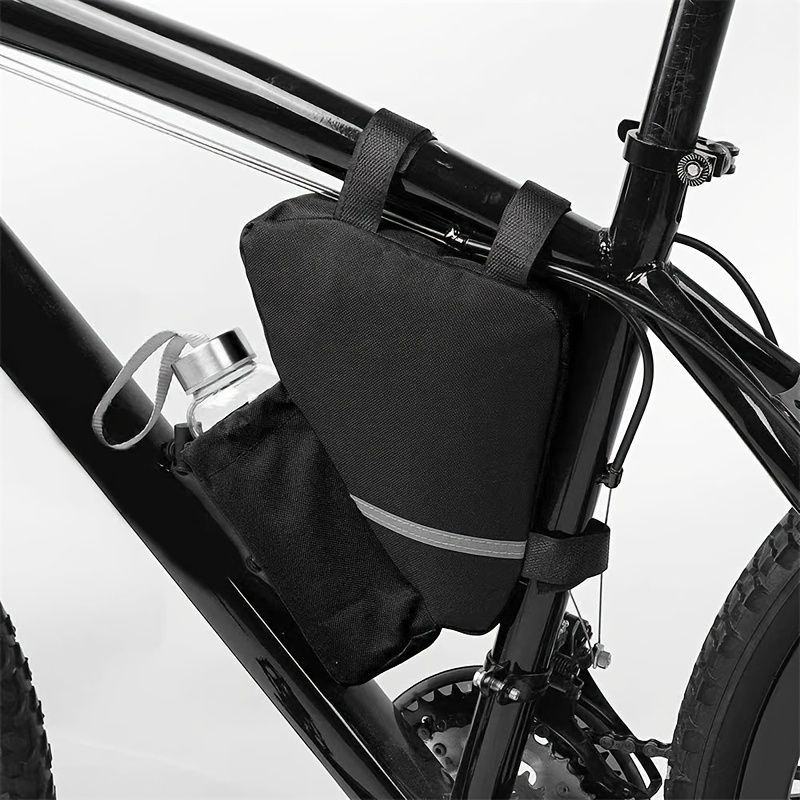 サドルバッグ ブラック 自転車 三角バッグ 水筒入れ ロードバイク 簡単取付 3点固定 大容量 軽量 小物収納 反射付き シートバッグ t226
