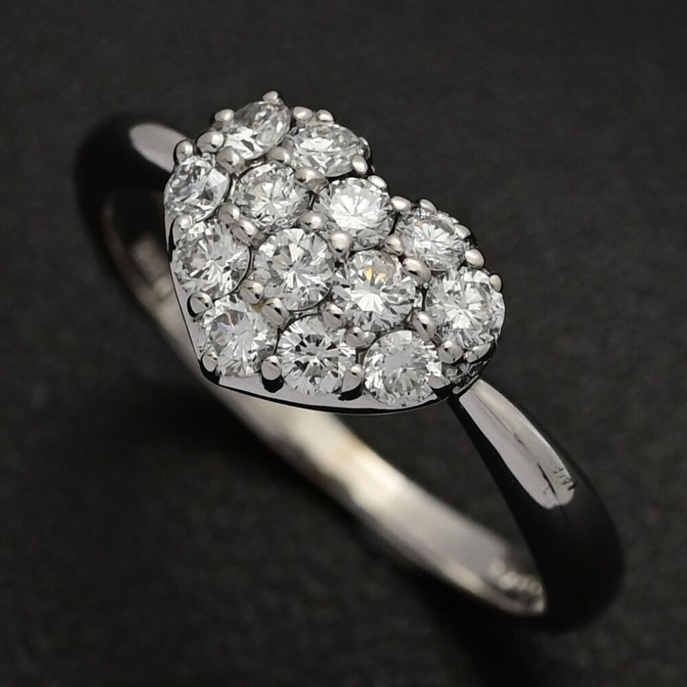 0.39ct Vendome Aoyama ヴァンドーム青山 ハートパヴェ･ダイヤモンドリング･指輪 K18WG 750-2.4g 8号 48 ホワイトゴールド ♀ N レディース 590759