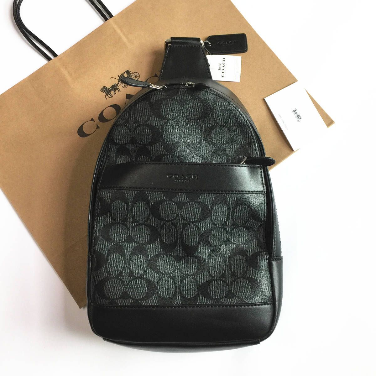 ☆新品☆コーチ/COACH バッグ F54787 チャコール×ブラック ボディーバッグ スリングバッグ ショルダーバッグ