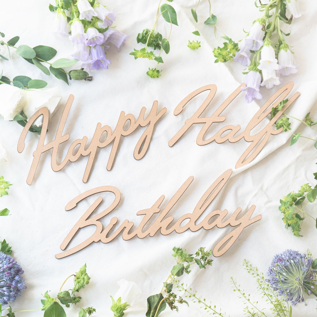 ウールレター Happy half Birthday お花 set