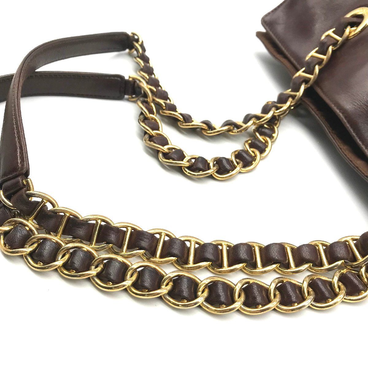 PRADA プラダ 三角ロゴ レザー×ナイロン チェーン ショルダー バッグ