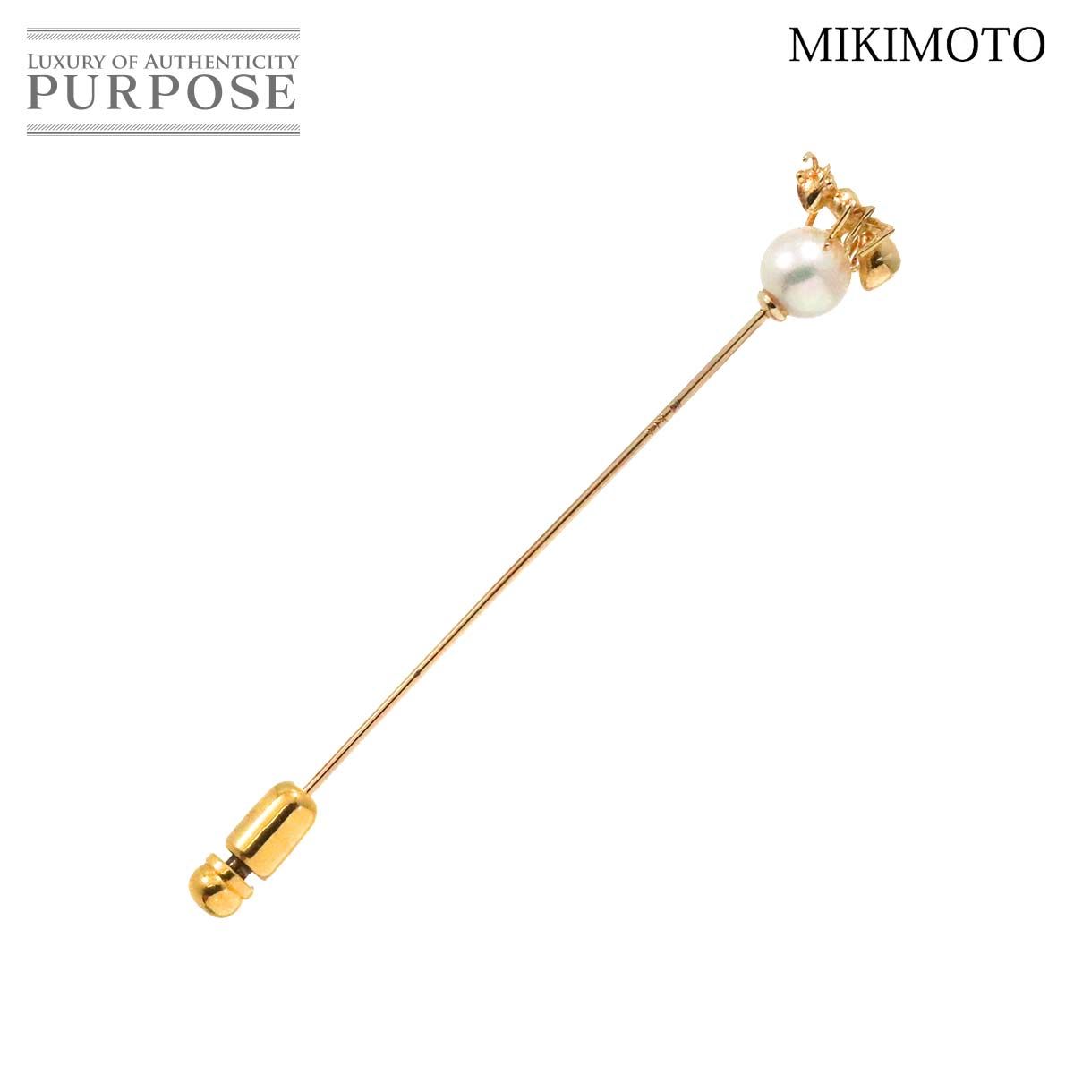 ミキモト MIKIMOTO アコヤ真珠 6.9mm ピンブローチ K14 YG イエローゴールド 585 パール Brooch 90239484 -  メルカリ