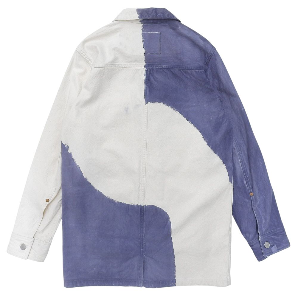 Kotohayokozawa コトハヨコザワ HAND PAITED BEER JACKET デニムカバーオール アウター レディース コットン ホワイト×ネイビー