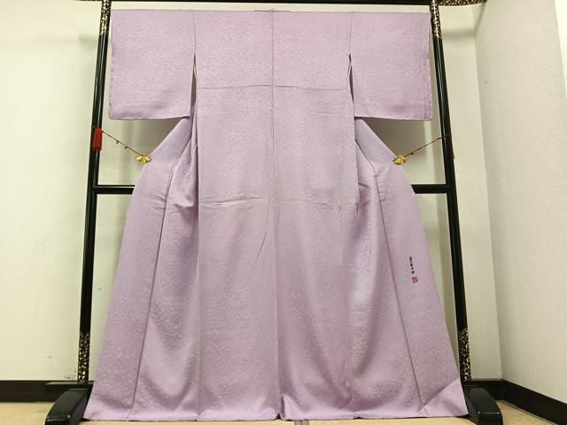 平和屋着物 上質な色無地 霊芝草木染 花地紋 鴇鼠色 正絹 AABB1455ph