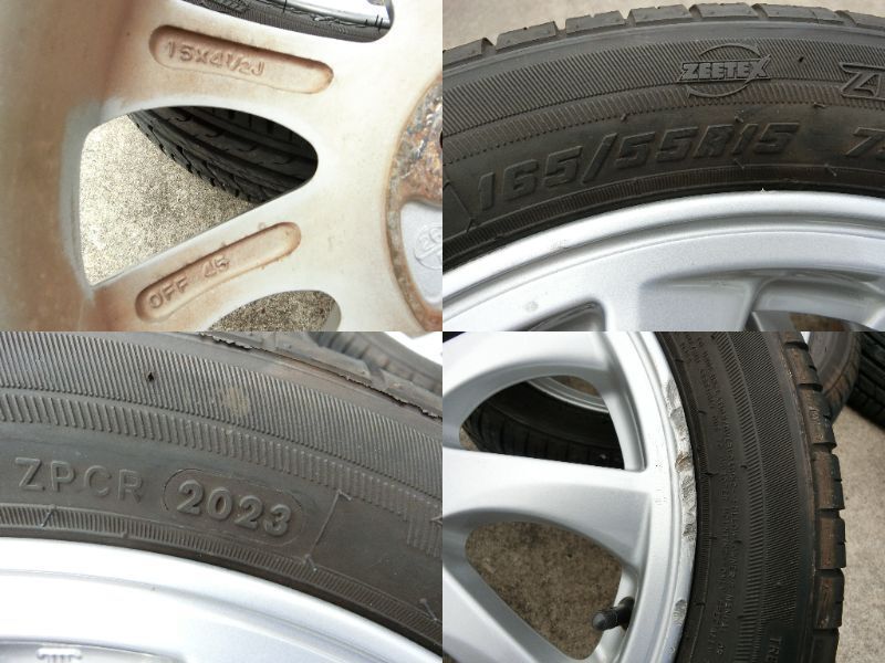 736] ダイハツ純正 15インチ アルミホイール 4穴 4本セット 15×4.5J+45