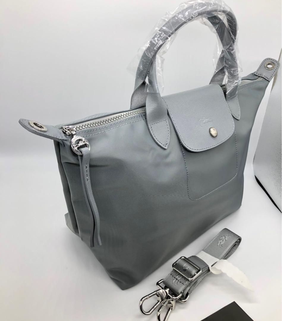 【新品】LONGCHAMP プリアージュ?ネオMサイズセメント(グレー系)