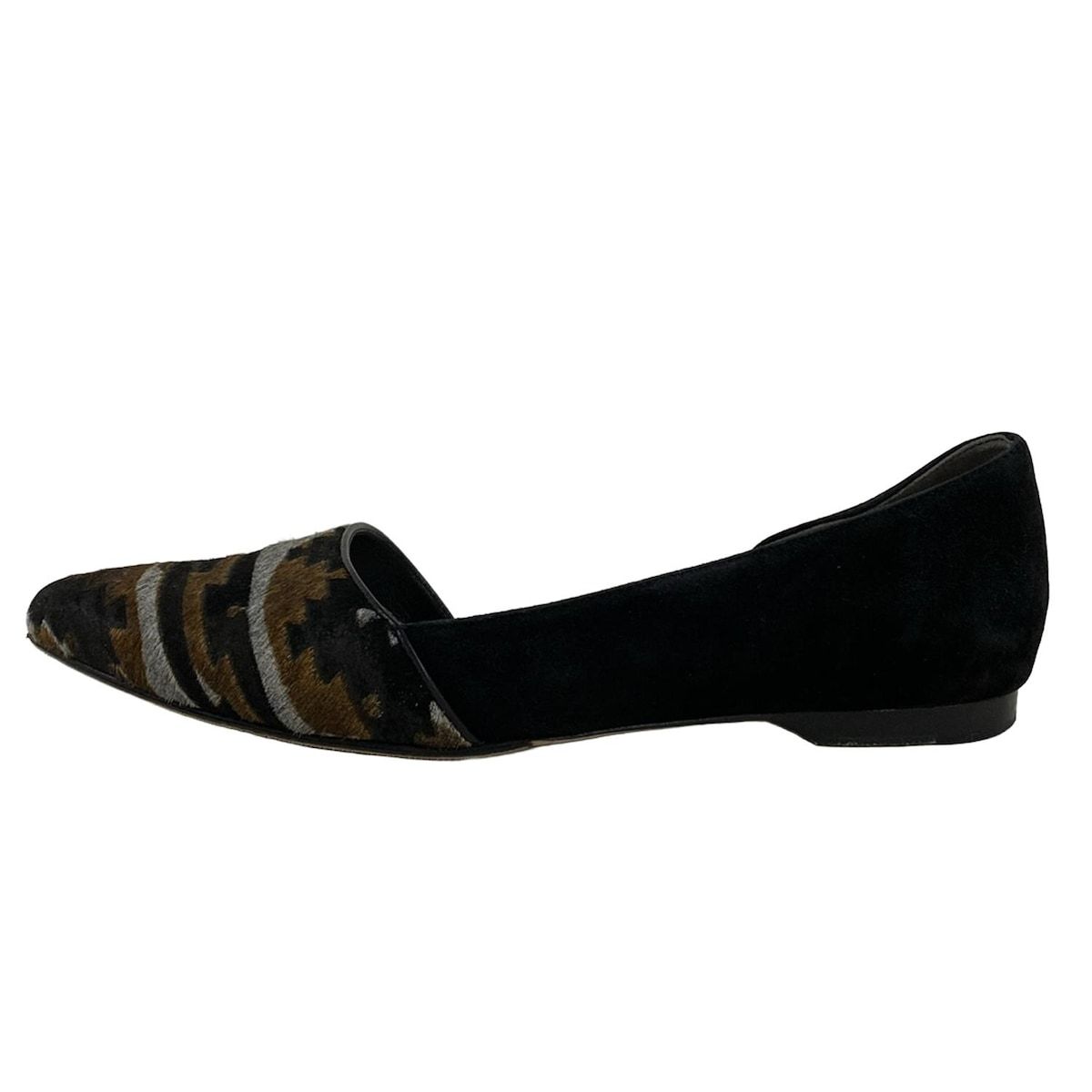 COLE HAAN コールハーン フラットシューズ 5 1|2 B レディース - 黒×ダークブラウン×ライトグレー