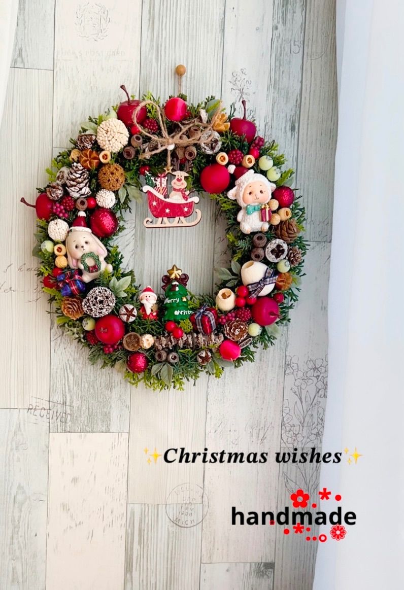 ✨️クリスマスリース✨️フラワーリースﾟ･*:.｡木の実リース.*･玄関リース    アーティフィシャルフラワー     ドライフラワー.*･インテリア      日用雑貨