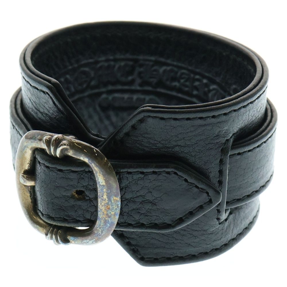CHROME HEARTS クロムハーツ RR TINY BUCKLE ロックンロール レザーブレスレット ブラック|シルバー