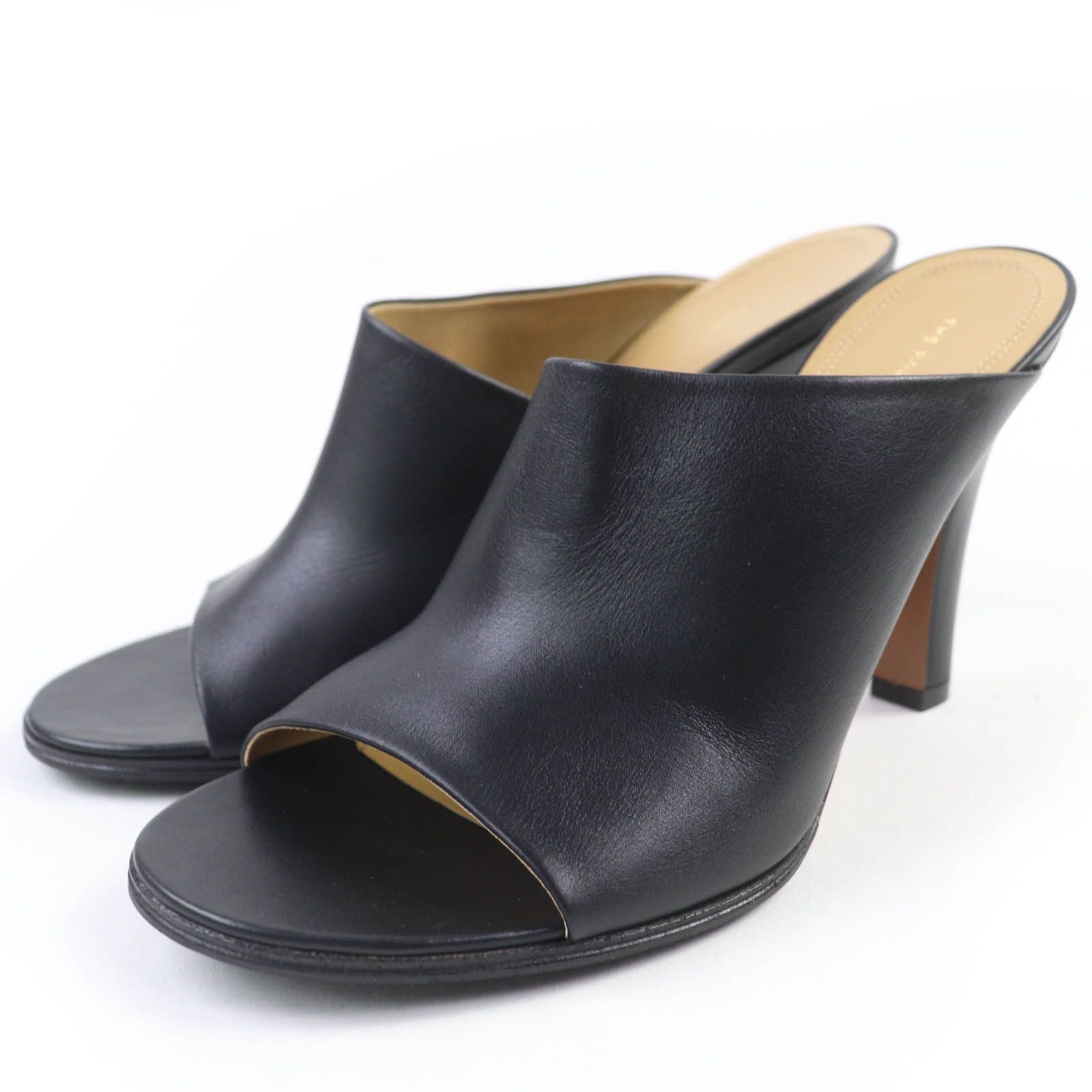 ♥品 THE ROW ザロウ SIGNUM MULE レザー ミュール サンダル ブラック 37 イタリア製 レディース 定価244 000円