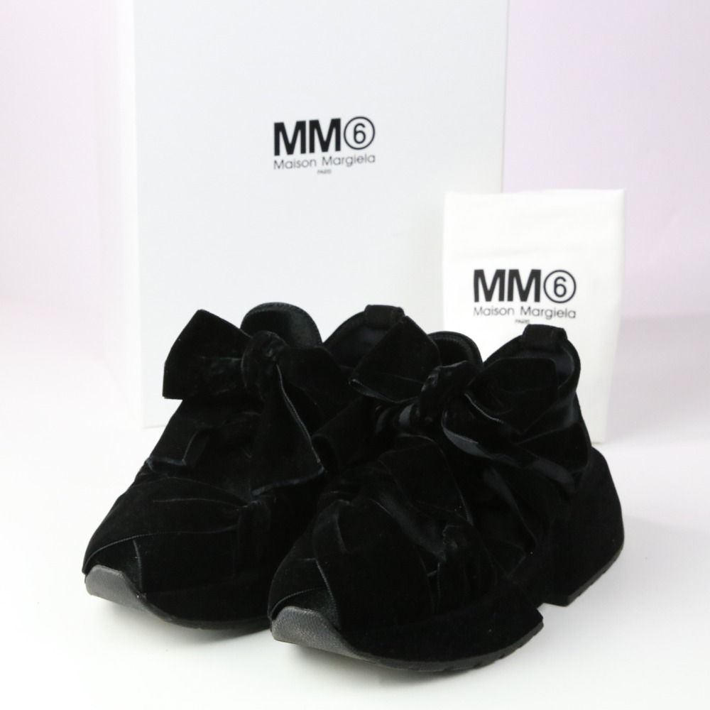 MM6 エムエムシックス メゾンマルジェラ ベロア リボン 厚底 スニーカー