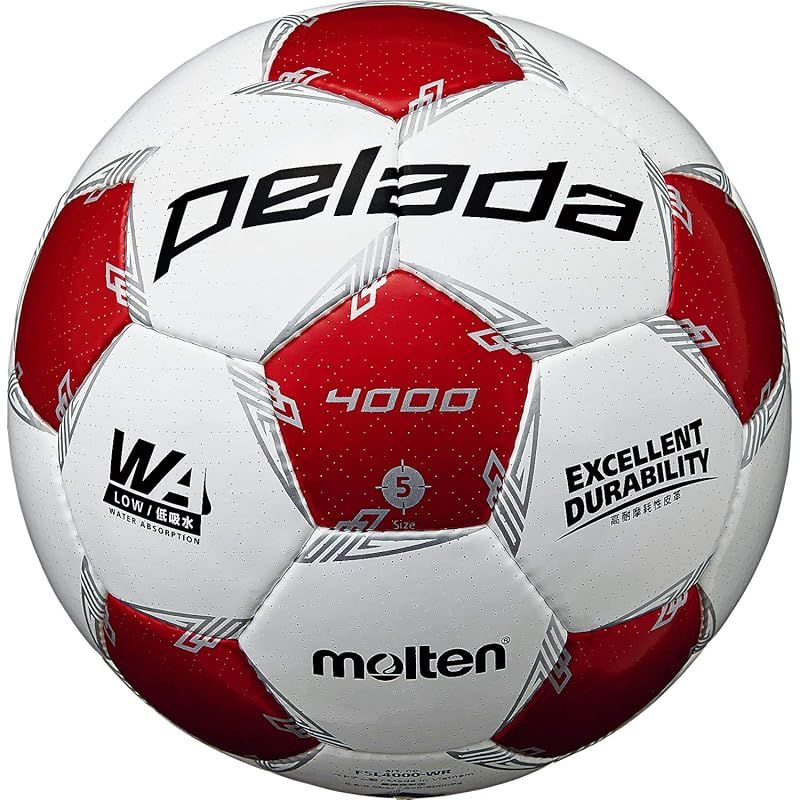 モルテン(molten) サッカーボール 5号球 中学生以上 検定球 ペレーダ4000 F5L4000-WR ホワイト×メタリックレッド F5L4000-WR
