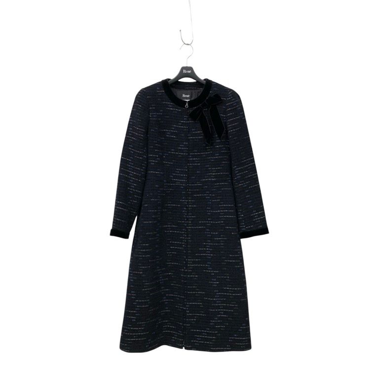 2024年 Rene ルネ ラメツイード ノーカラー コートドレス ジップ