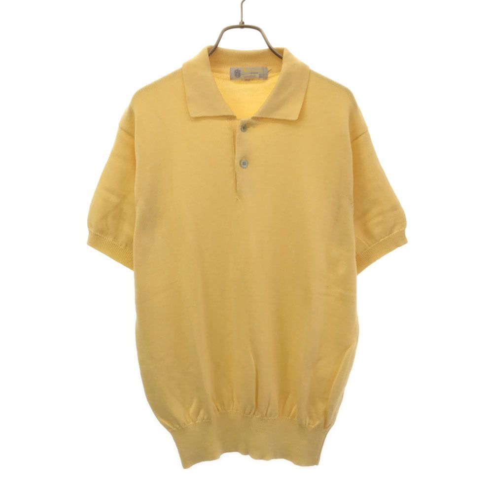 アクアスキュータム 日本製 半袖 ニット ポロシャツ L イエロー系 Aquascutum メンズ