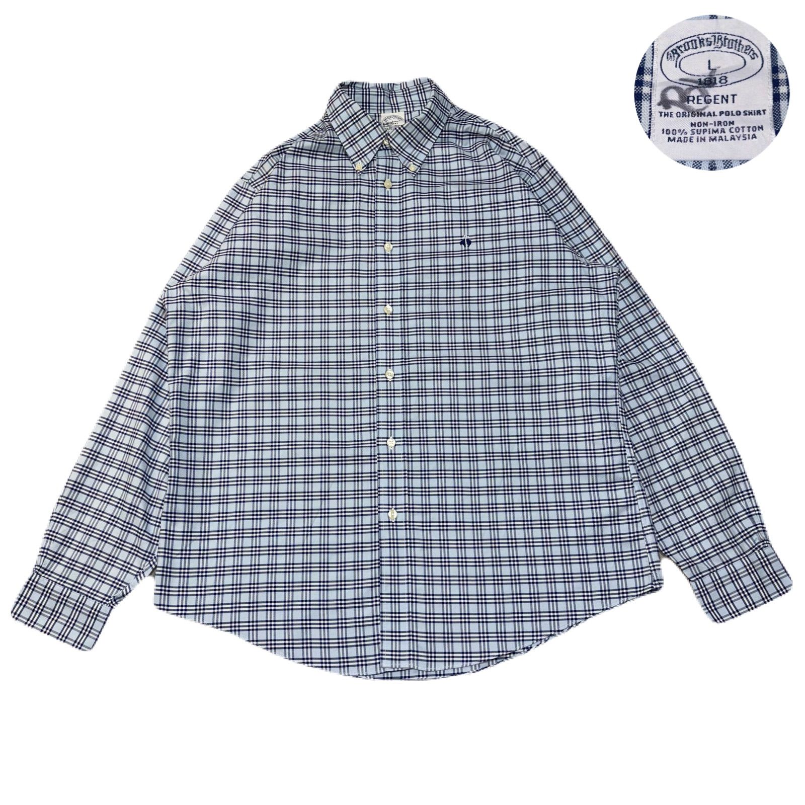 Brooks Brothers (L) コットン 総柄 チェック 刺繍 シャツ BROOKS BROTHERS BD チェック柄 シャツ USED - SOTA JAPAN