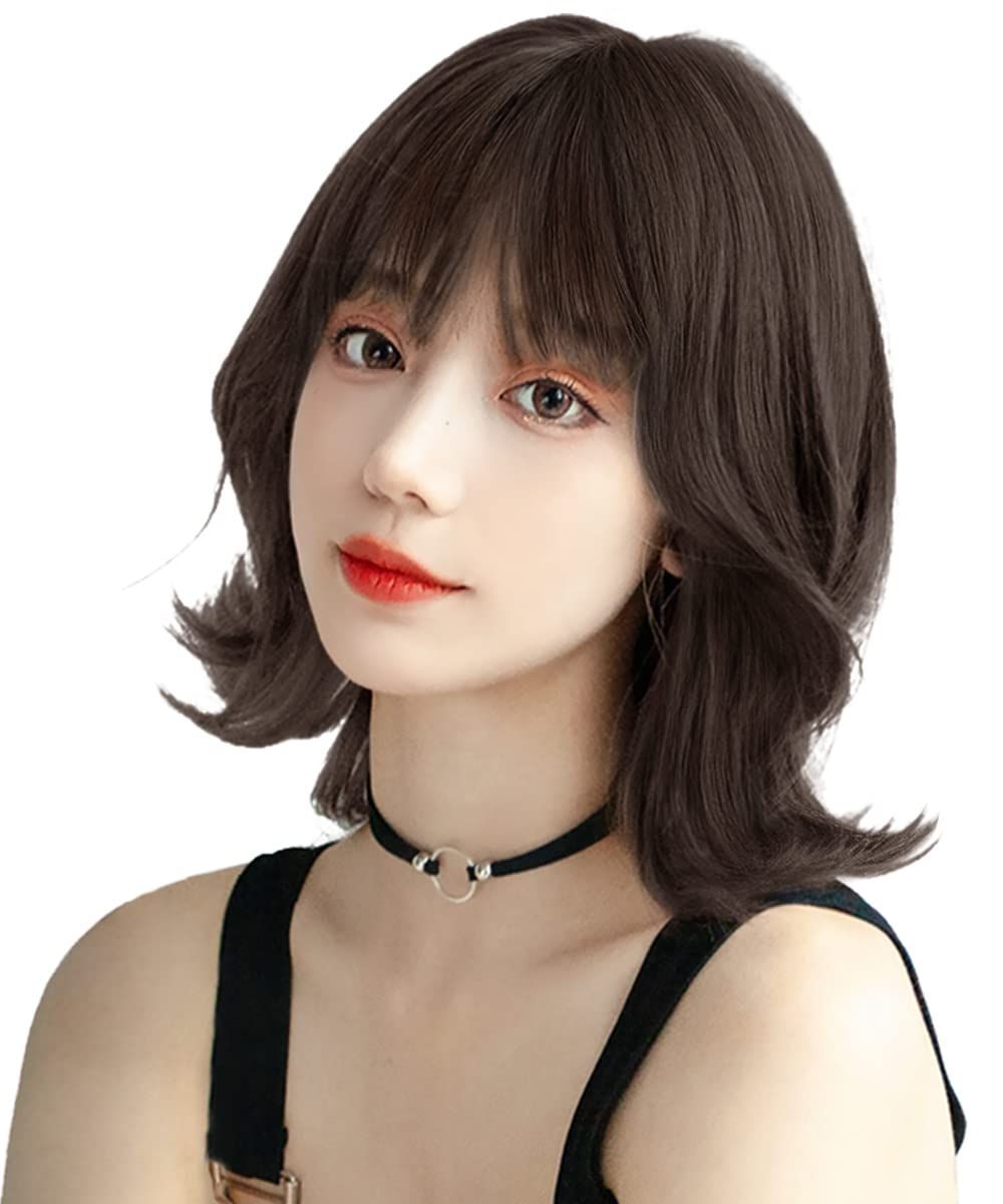 黒髪 フルウィッグ ショート レディース 自然 黒 耐熱 ボブ 普段使い ネット付き FORCUTEUウィッグ ブラック