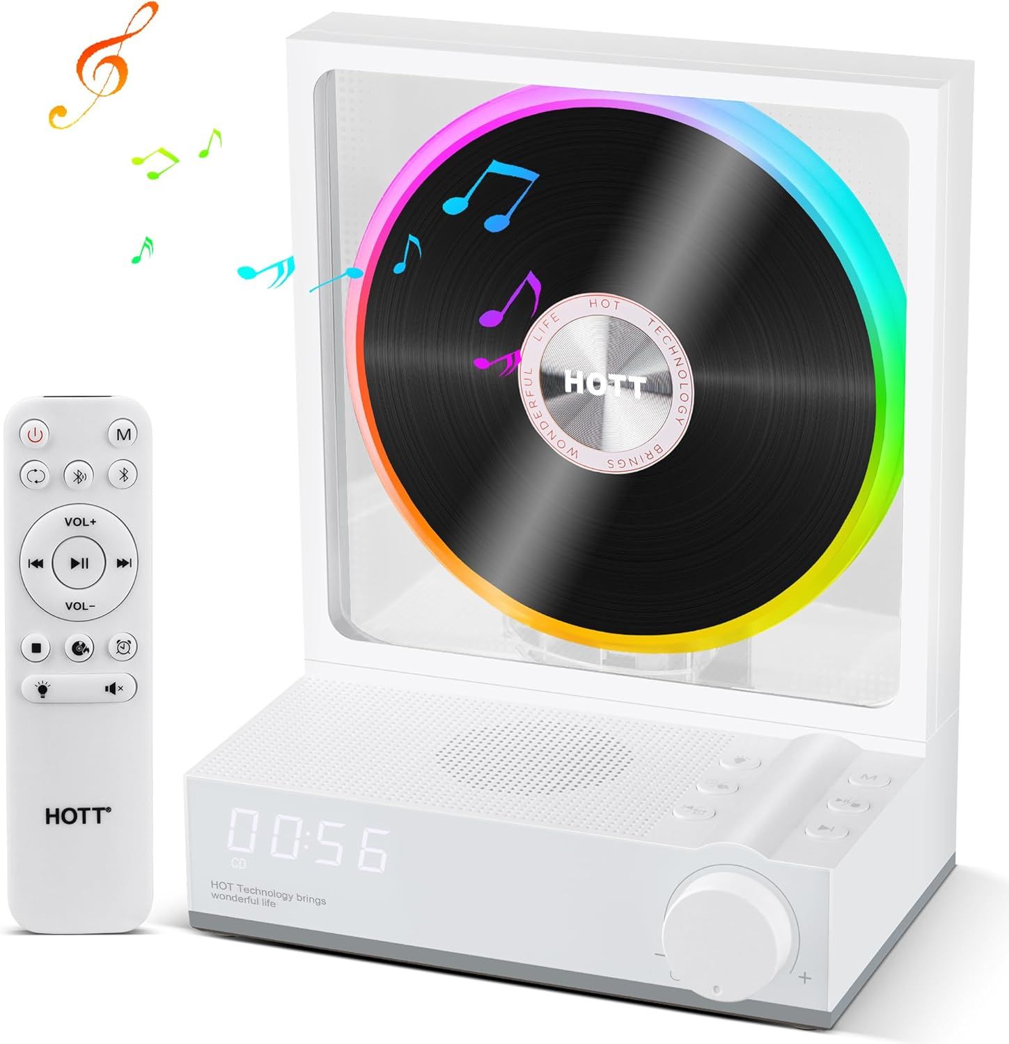 RGBカラ―ライト付きBluetoothデスクトップCDプレーヤー、HOTT RGBカラ―ライト付きBluetoothデスクトップCDプレーヤー、HOTT
