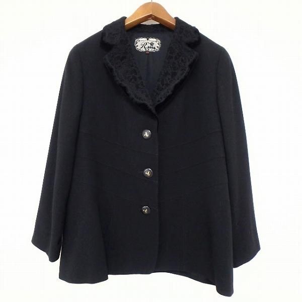 b2 美品 Roosa/インポートロッサ ロング コート 黒/44 b2 美品 Roosa/インポートロッサ ロング コート 黒/44