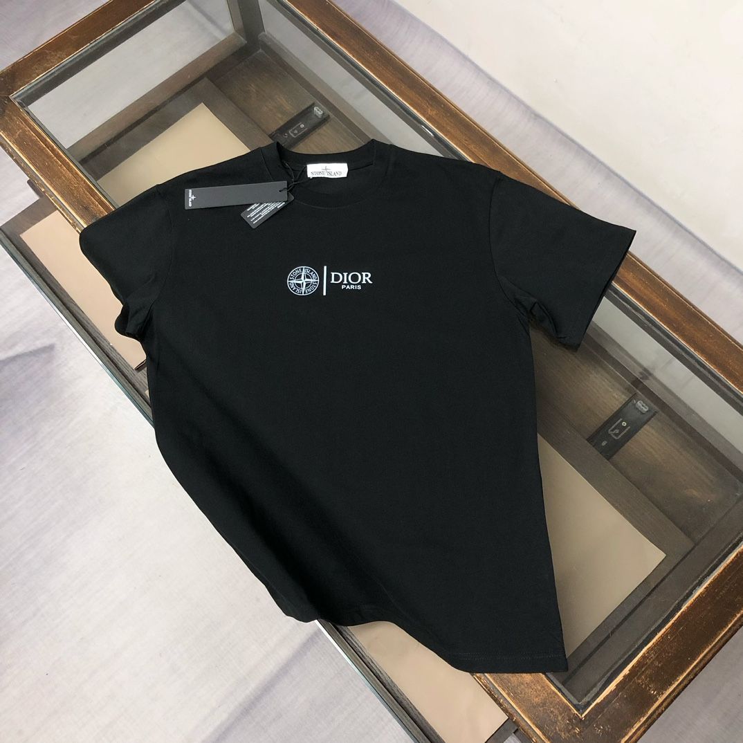 コラボ品★送料込♪【Stone  x Dior】ロゴ入り Tシャツ 本日限定特価】DiOR × STONE ISLAND コラボ クルーネックTシャツ