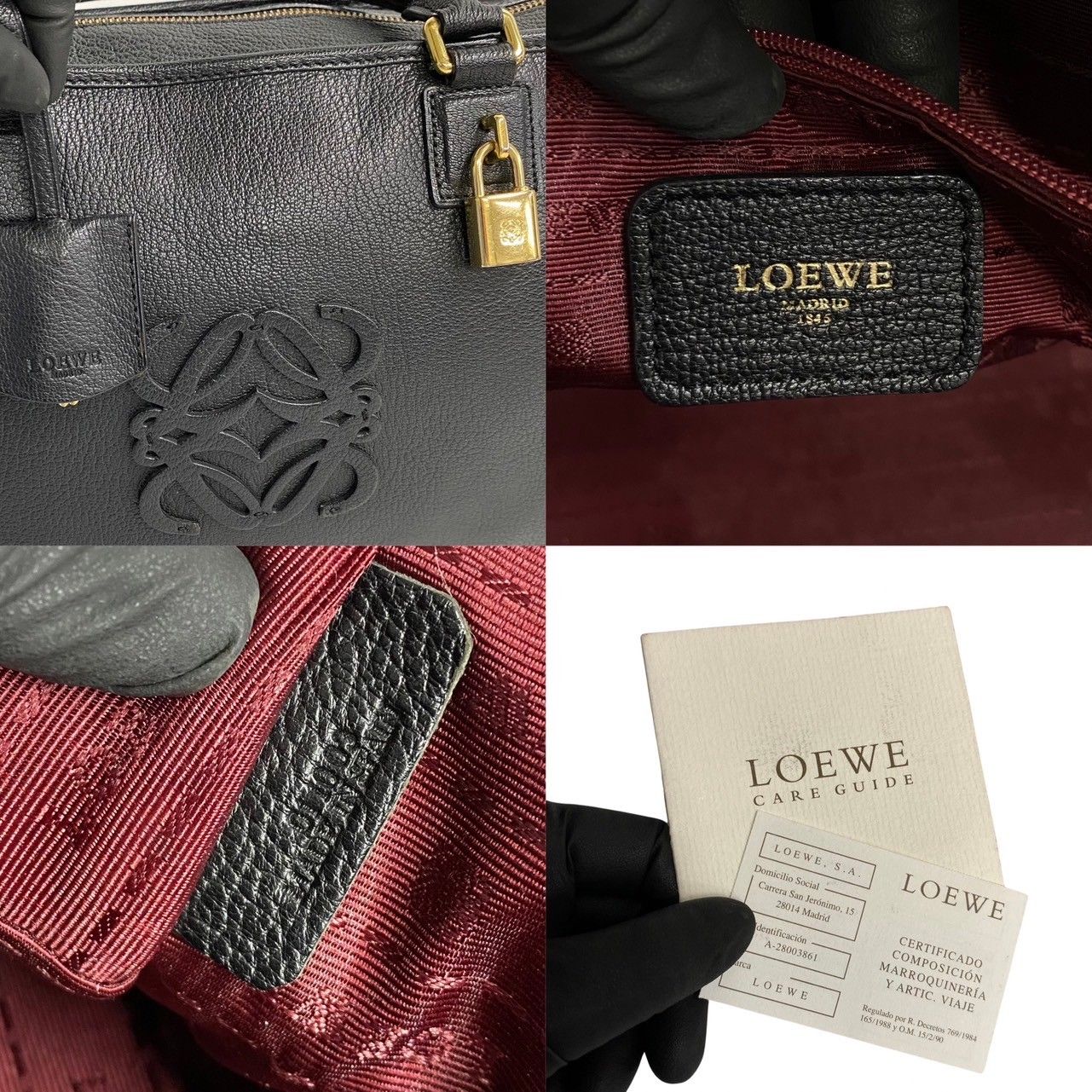 ほぼ未使用 袋付き LOEWE ロエベ アマソナ アナグラム ロゴ レザー 本 