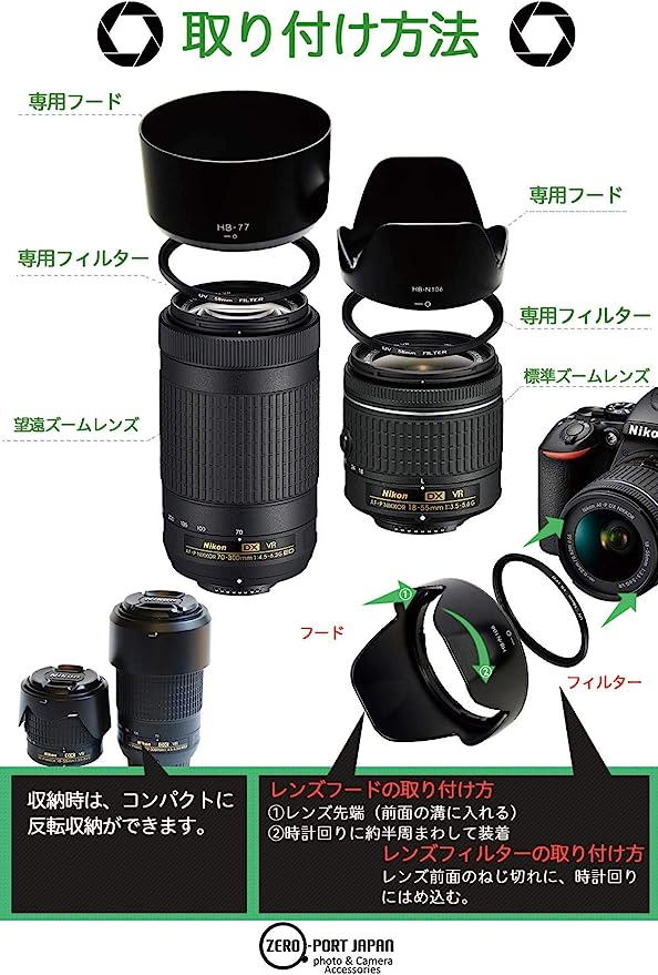 低価格で大人気の Nikon バヨネットフード HB-77