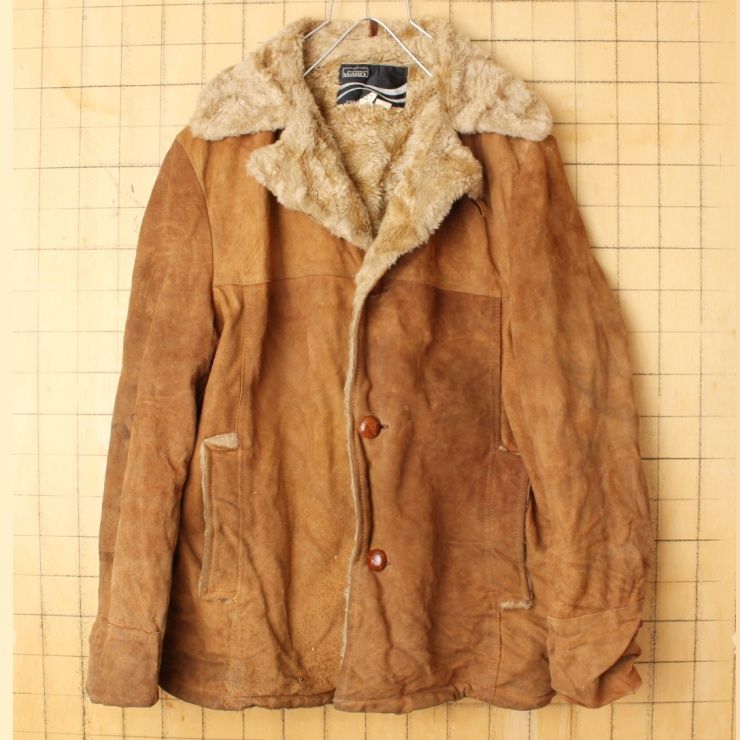70s80s モンゴメリーワードスウェード レザーボアジャケット L aw132 