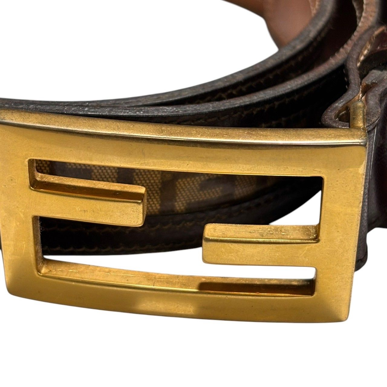 FENDI Zucca Belt フェンディ ズッカ柄 ゴールドバックル ベルト