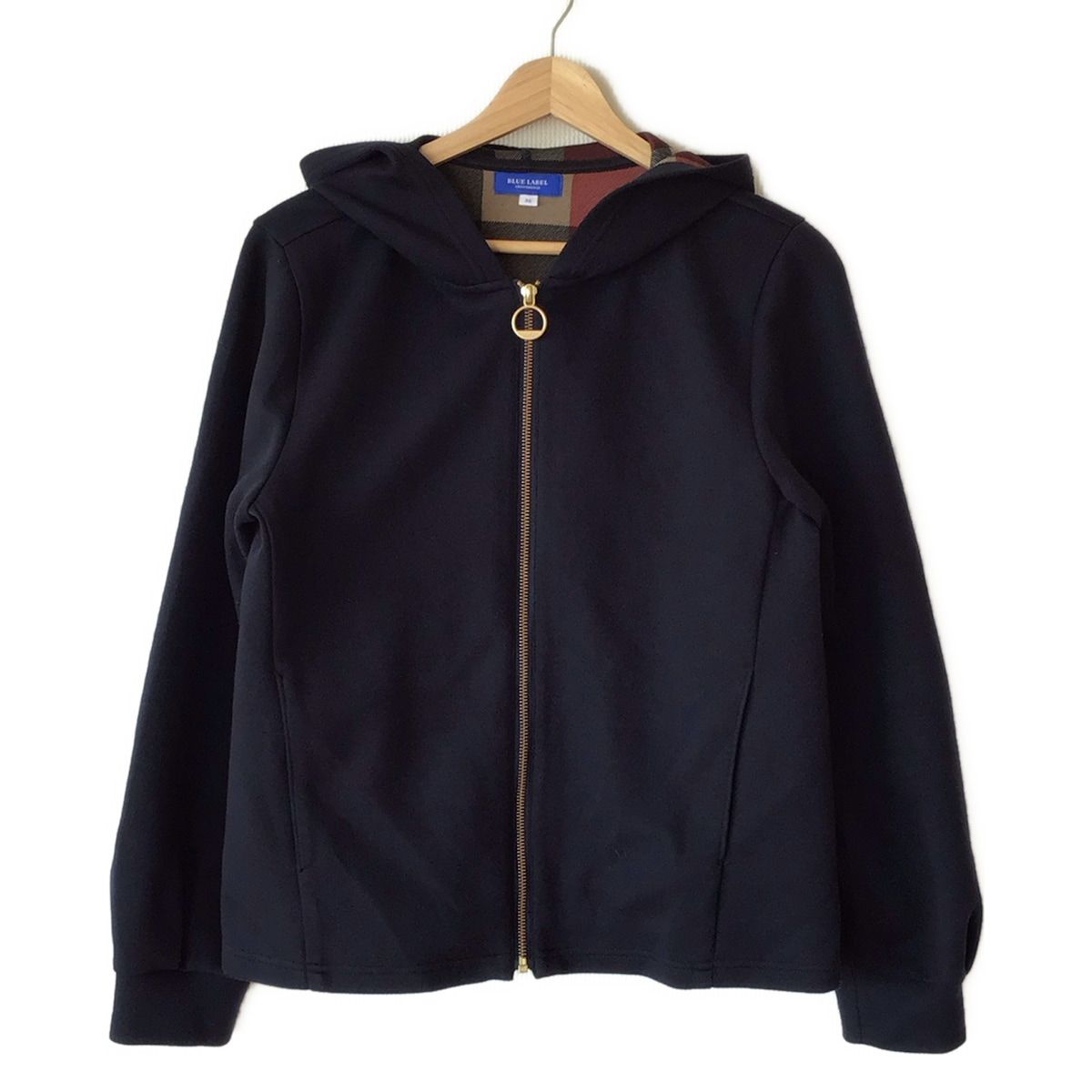 BLUE LABEL CRESTBRIDGE ブルーレーベルクレストブリッジ ブルゾン サイズ38 M レディース - ダークネイビー×ボルドー×ベージュ