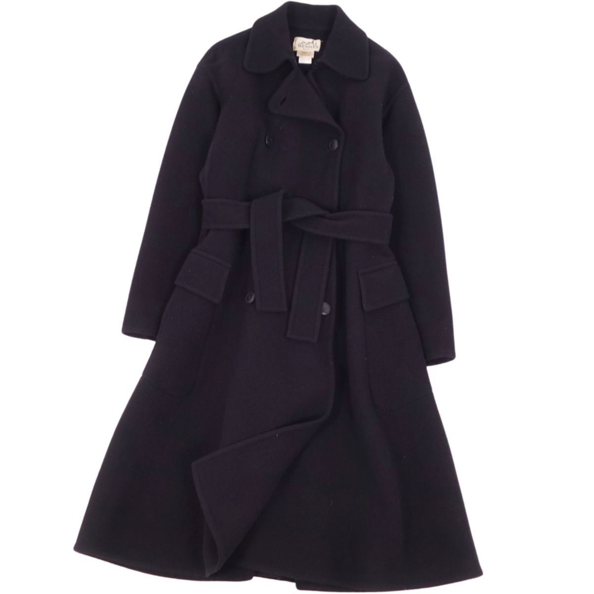 美品 Vintage エルメス HERMES コート トレンチコート ダブルブレ