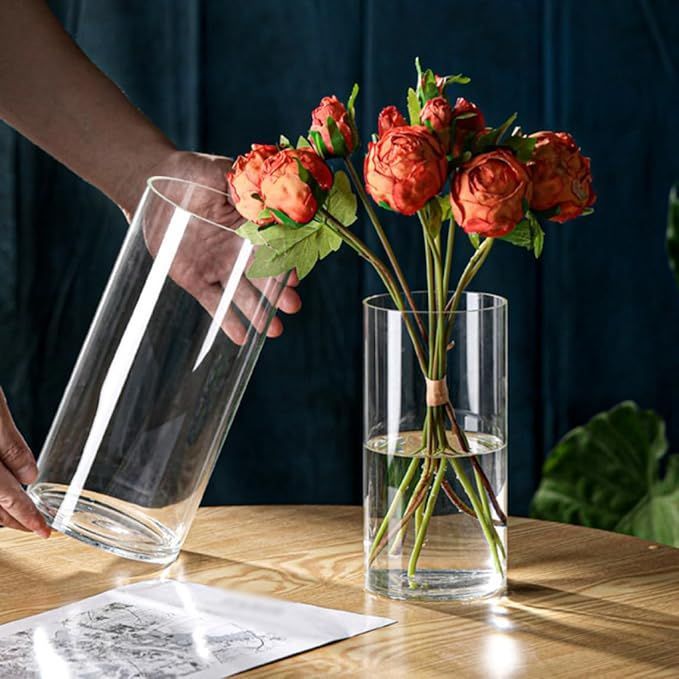 花瓶    ガラス   円柱   フラワーベースシンプル北欧透明花器生け花クリア フォロー割】大 フラワーベース ガラス ガラス 割れない