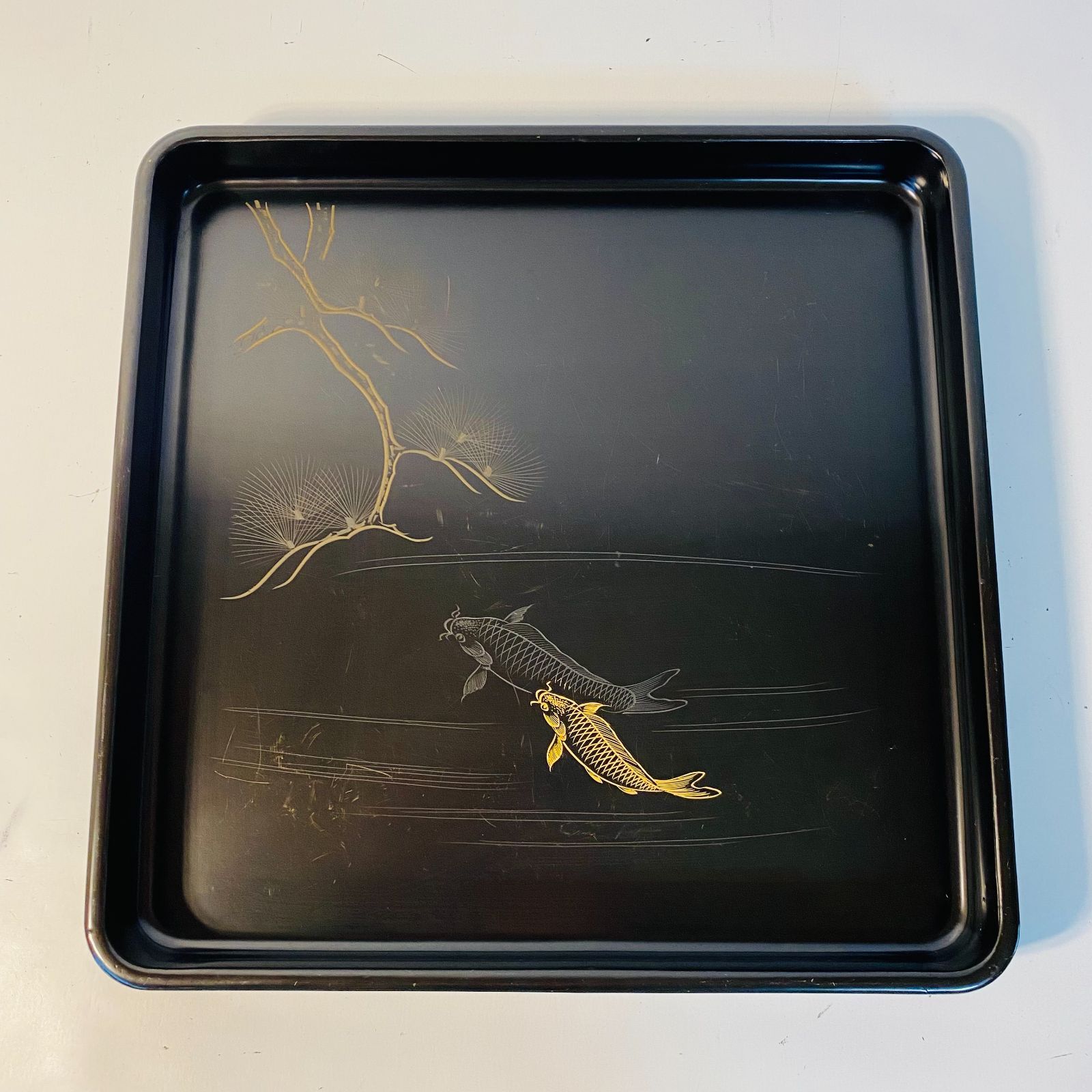 御膳 木製 漆器 松鯉絵 金蒔絵 10客セット 膳 お膳 会席膳 懐石膳 和柄 御膳 木製 漆器 松鯉絵 金蒔絵 10客セット 膳 お膳 会席膳