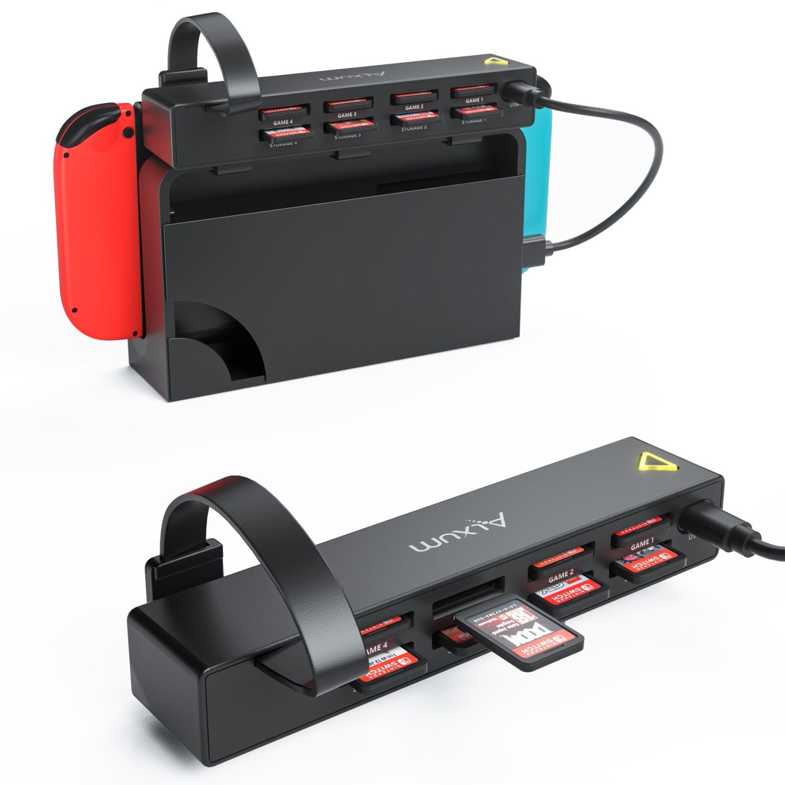 黑 Alxum 2023年新登? Switchカードリーダー 切り替え器 8-in-1 switch カードケース ソフトケース 多機能 Switch ゲームスイッチャー 複数のスイッチゲームリーダー Nintendo Switch/Switch OLED対応