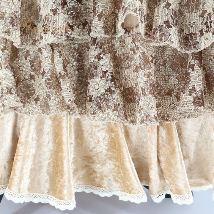 フラメンコ 衣装 ファルダ シージョ スカート ベロア フレコ ボランテ フリル レース Alcala 感 ハイウエスト ゴールド系 金 フラメンコスカート スタイリッシュ エレガント イベント ダンス 衣装 ステージ衣装 舞台衣装 おしゃれ