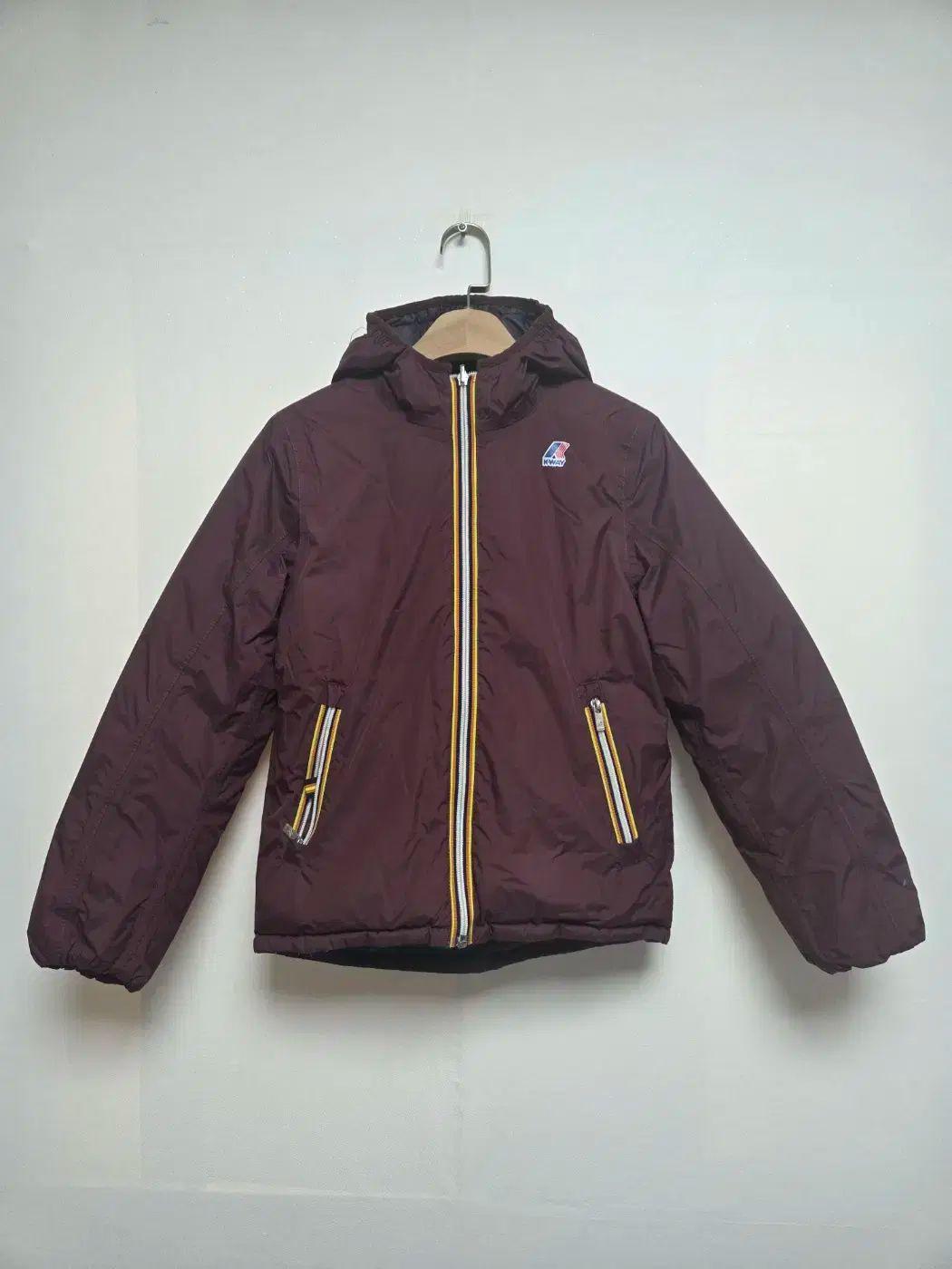 K-WAY ケーウェイ キッズ リバーシブルダウン ワインアンドダークグレイ 10Y