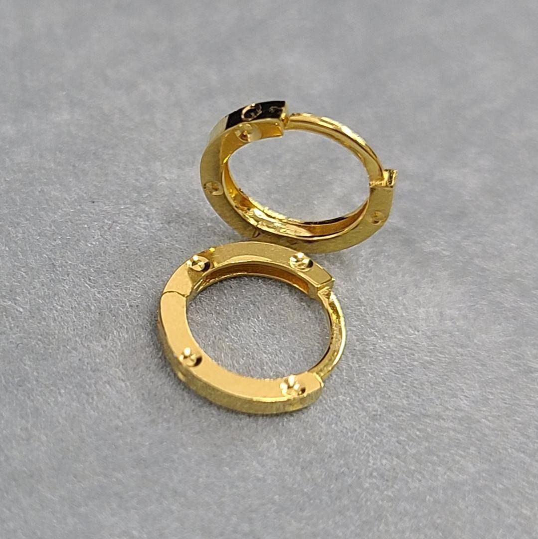 撥水 18金 K18 YG イエローゴールド フープ ピアス 中折れ式 高品質で。