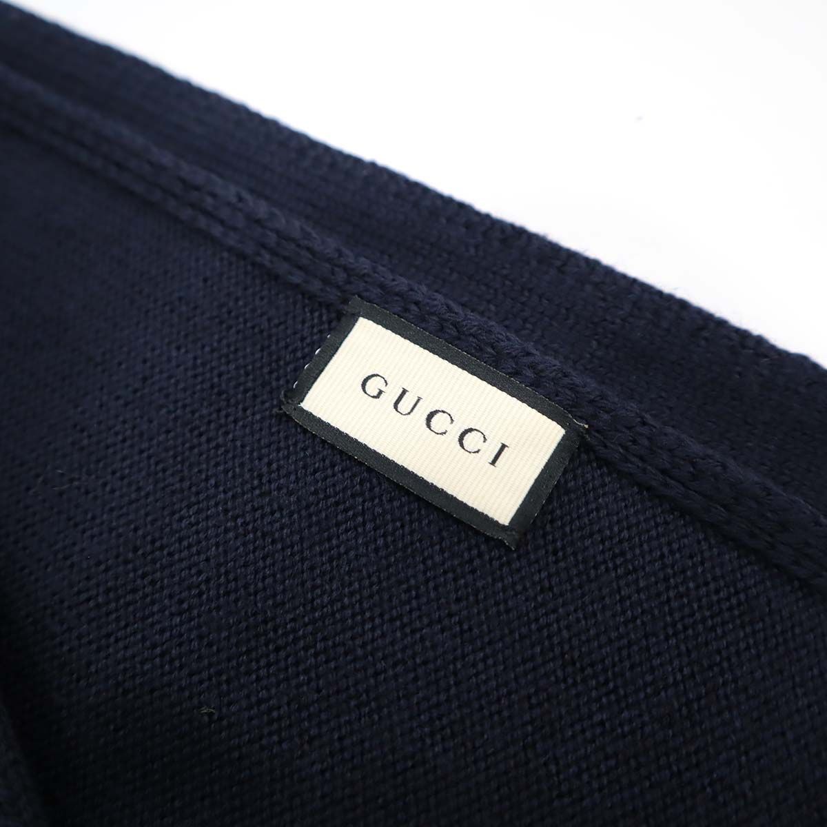 GUCCI マフラー ネイビー レッド GGロゴ ウール ニット ライン 180cm