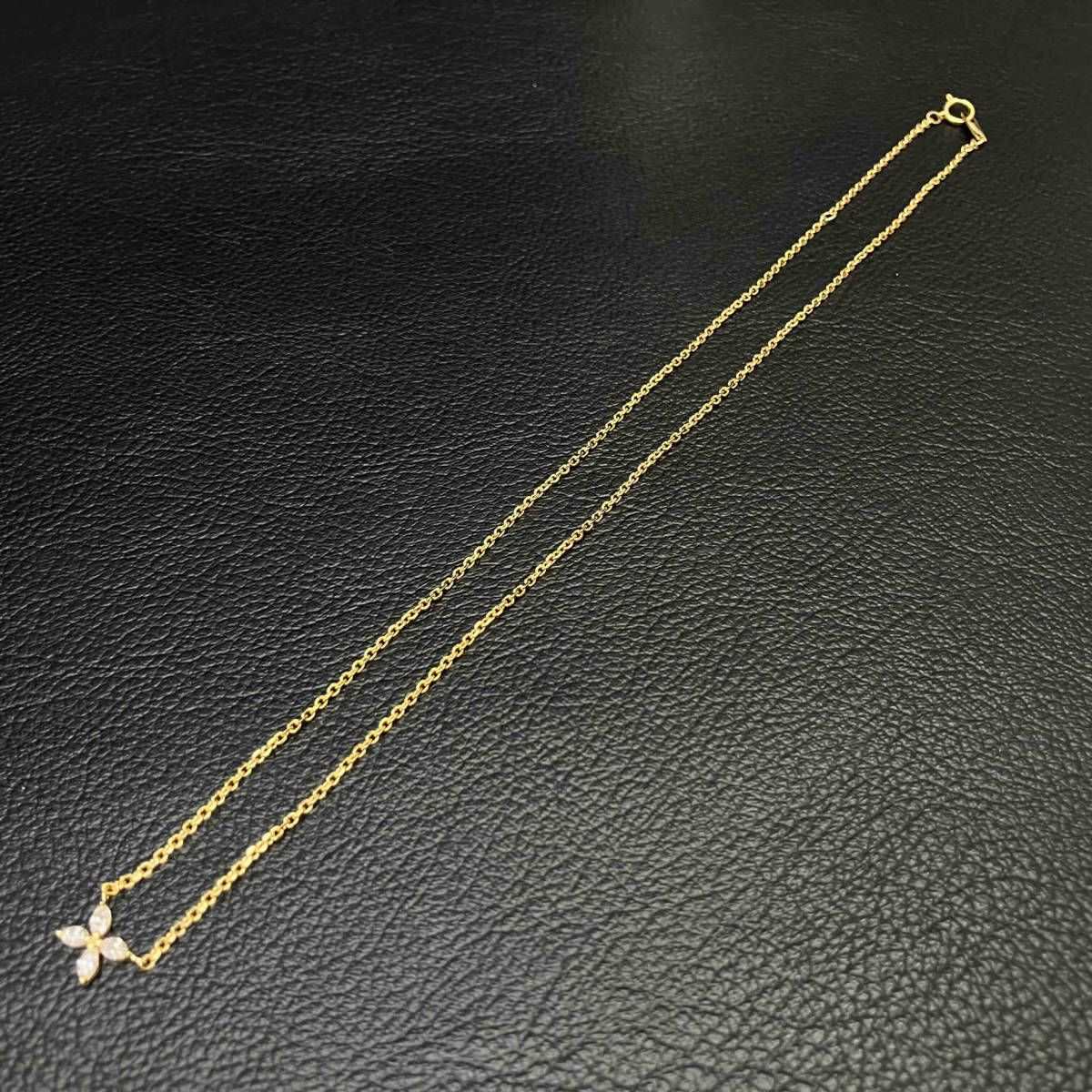 ダイヤ0.23ct デザイン ネックレス K18 40cm 3.8g 金 イエロー ゴールド ホールマーク 造幣局 刻印 入