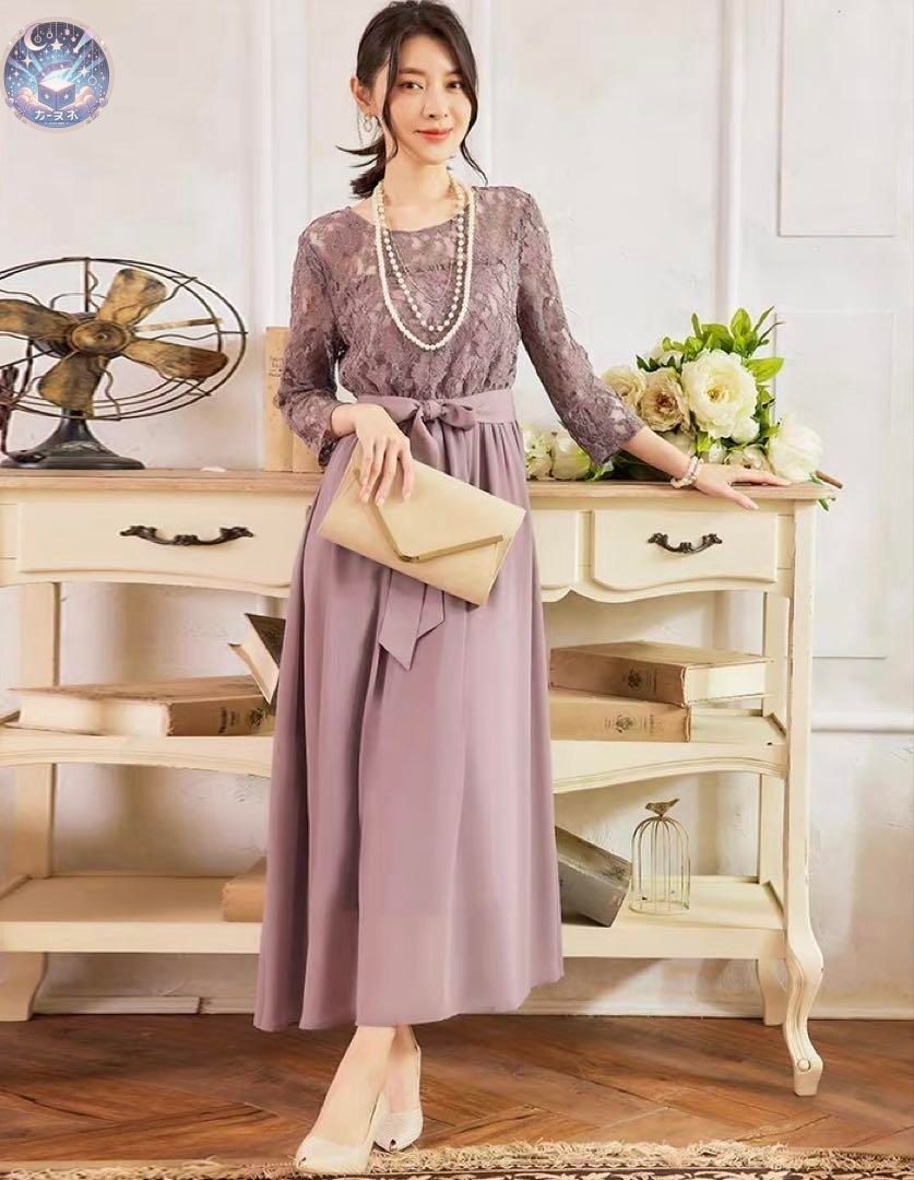 ♥ ゆったりレースワンピース パーティーや同窓会 ディナーショー デモ 観劇にも