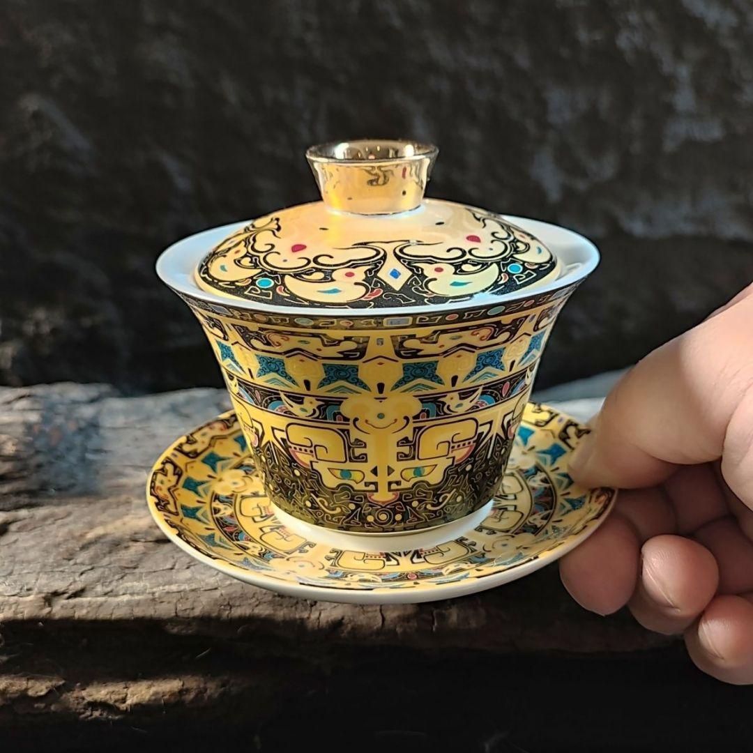 中国茶器 饕餮三才蓋碗 茶器 茶道具 煎茶器 新品未使用 中国茶器 饕餮三才蓋碗 茶器 茶道具 煎茶器 新品未使用 - メルカリ