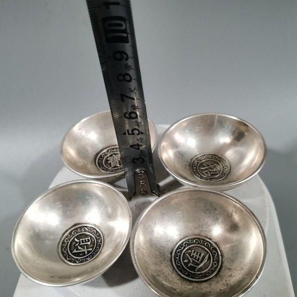 銅製 浮彫 日進斗金 招財進宝 銅杯 小碗4つ 装飾品 工芸品 美術品 銅器 浮彫 招財進宝 日進斗金 銅碗 4点 工芸品 美術品 置物