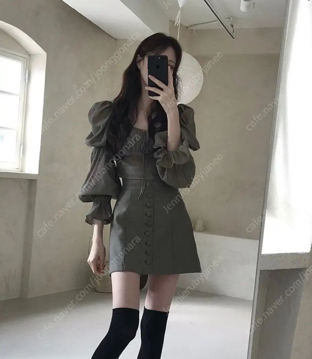 ラベルルブラン ルマン ブラウス ハート スカート カーキ セットアップ