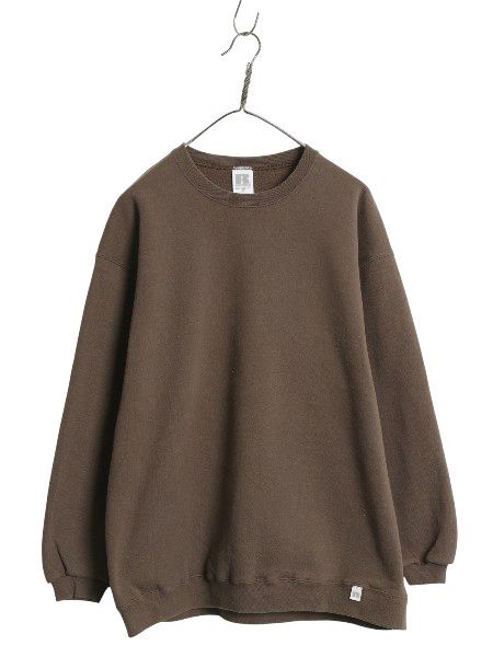 なクーポン配布中! 90s ラッセル 無地 スウェット メンズ レディース XL オールド トレーナー 裏起毛 ワンポイント ブランク 大きいサイズ トップス 茶