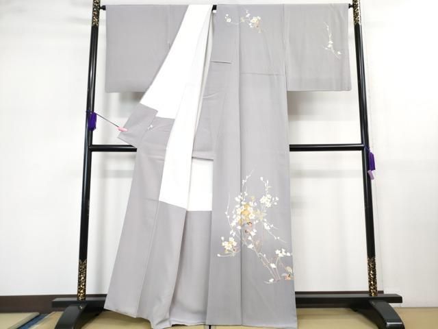 平和屋本店 上 京加賀友禅 百貫達雄 訪問着 枝花文 暈し染め 藤色地 銀座おゝぎ屋扱い DZAB0761kh5