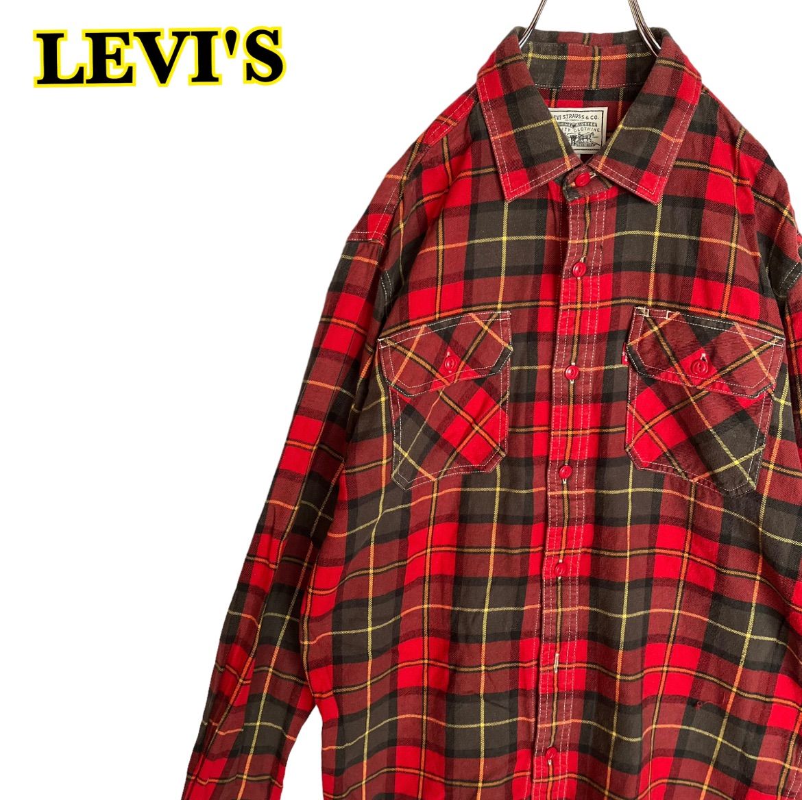 LEVI'S リーバイス 長袖シャツ チェックシャツ ネルシャツ 赤系 メンズ