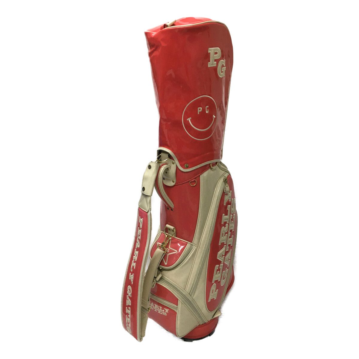 パーリーゲイツ　キャディバッグ　エナメル　ピンク　レディース　6分割　カート式 パーリーゲイツ キャディバッグ エナメル ピンク レディース 6分割