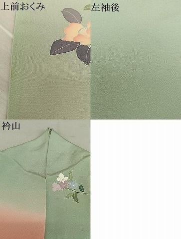 平和屋着物●訪問着　友禅　作家物　竹峯　枝花文　暈し染め　正絹　逸品　AAAV7282zg 平和屋着物○訪問着 友禅 作家物 竹峯 枝花文 暈し染め 正絹 逸品