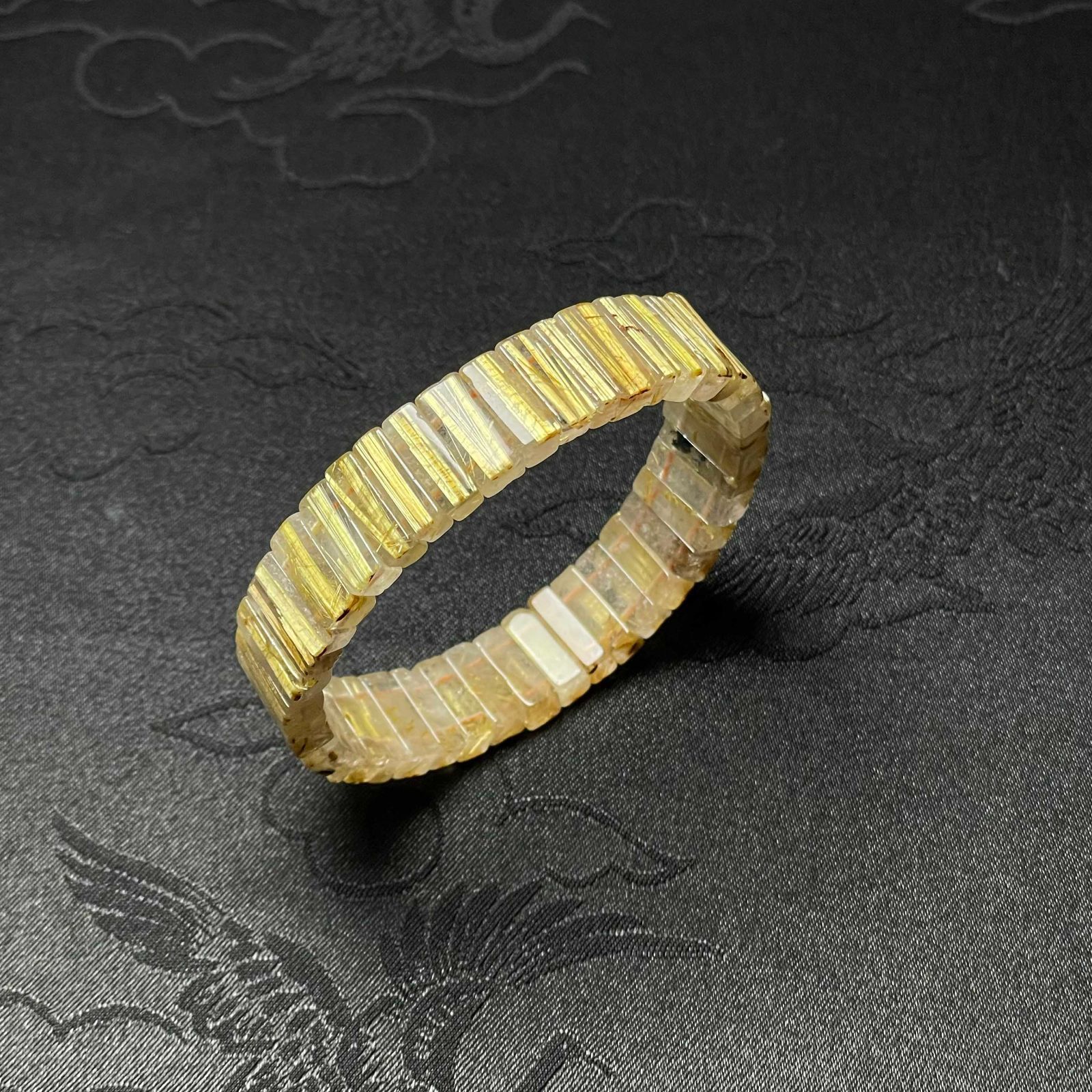 10%OFF EU製 タイチンルチルバングル 黄金針水晶 ブレスレット パワーストーン 金運 お守り プレゼント1 12.7*5.5*4.7mm ZB9349