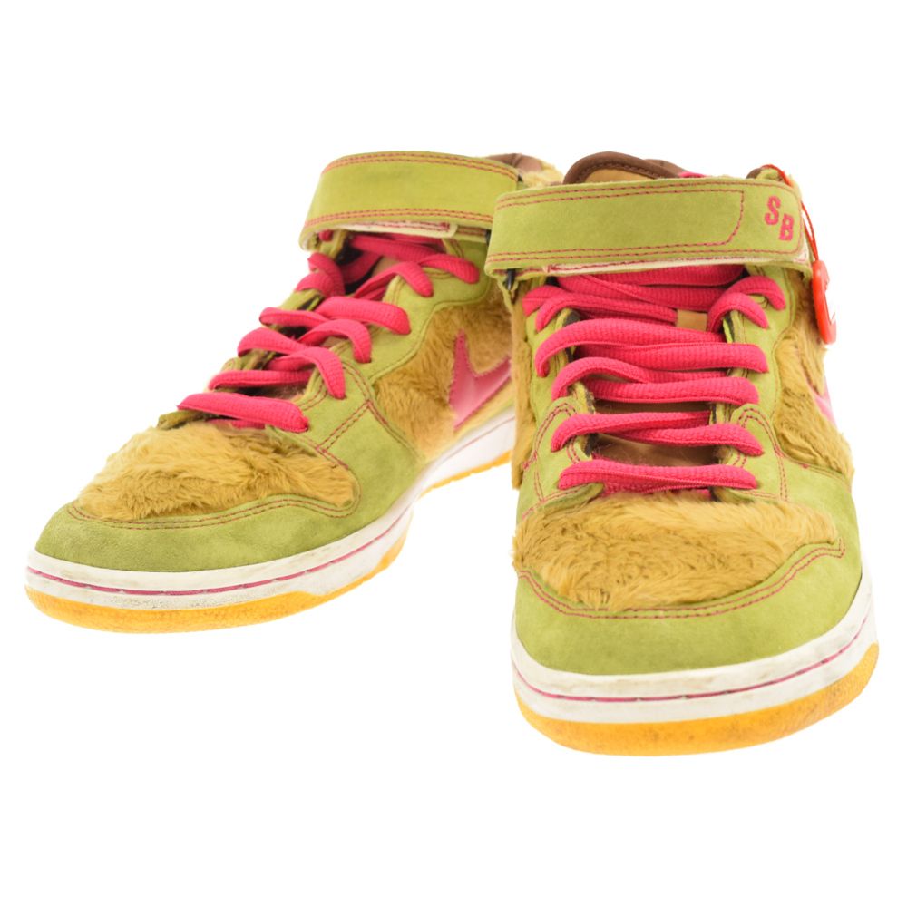 NIKE SB (ナイキエスビー) ×MEDICOM TOY DUNK MID PREMIUM SB MAMA BEARS メディコムトイ ダンク  ミッドカットスニーカー ママベアー イエロー/グリーン US9/27cm 314381-761