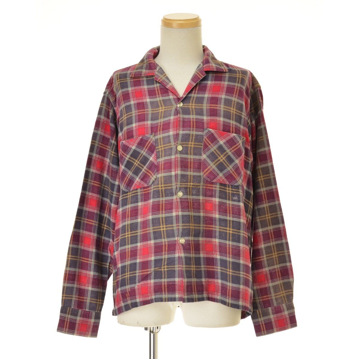 50s プリントネル　チェック　nofade Nofade】50s～60s チェック柄ネル長袖シャツ ビンテージ50sプリント