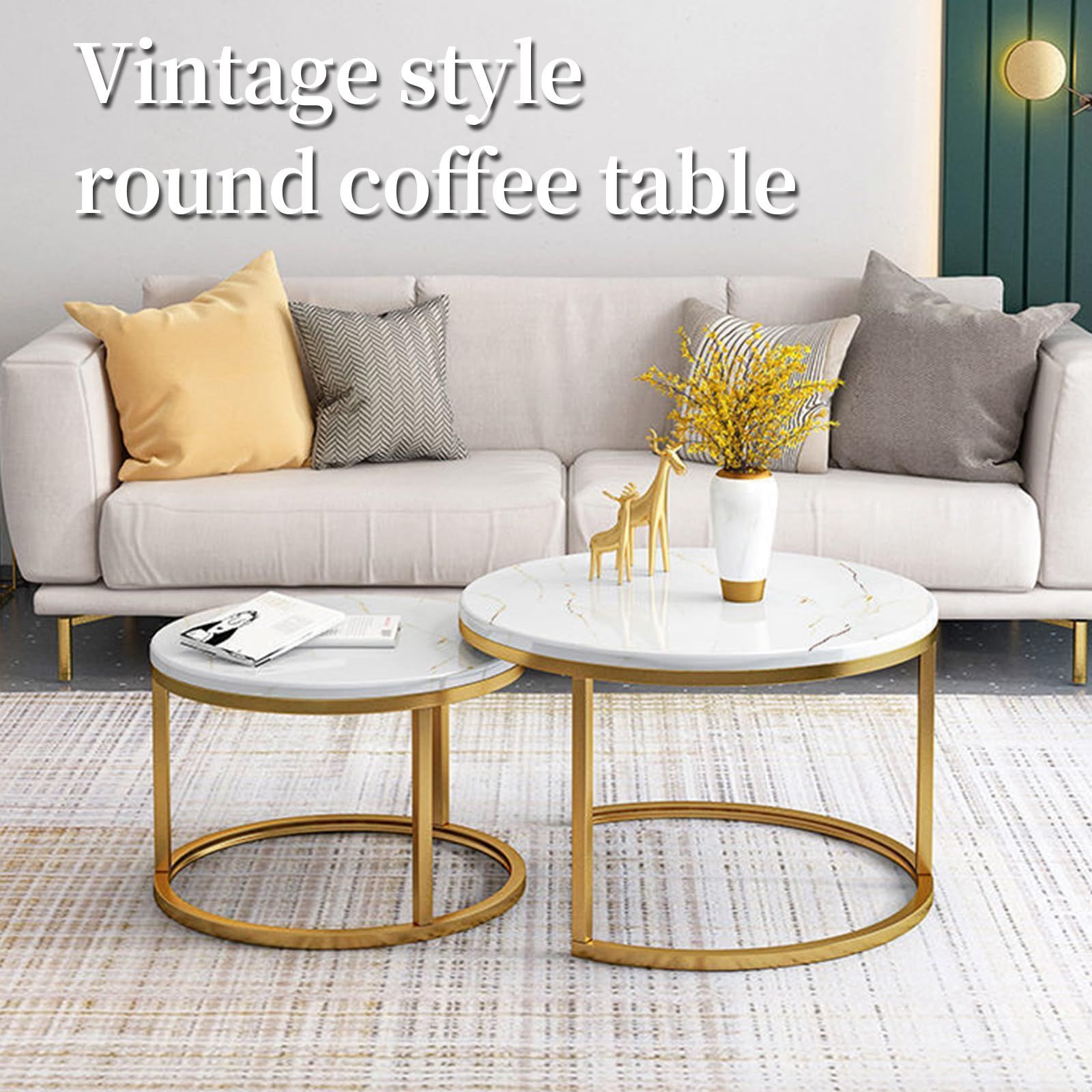 数量 コーヒー サイド ロータイプ おしゃれ 2点セット ラウンドデザイン 軽量設計 丸型 多用途 ネスト 自由 リビング センターテーブル ソファ テーブル ベッドサイド用 安定性 HARUMAKI ホワイト MARWIL-DEMENAGEMENTS_CH